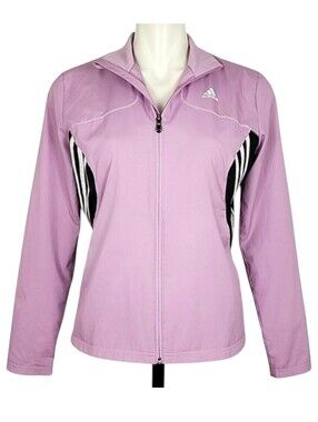 Adidas Women's Lightweight Windbreaker Jacket Pink Black White Small